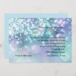 Convite Bat Mitzvah Sparkle Luz Azul e Roxo