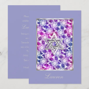 Convite Bat Mitzvah Star de David Damask