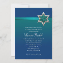 Bat Mitzvah Teal Blue Ribbon e Star