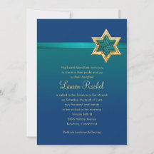 Bat Mitzvah Teal Blue Ribbon e Star