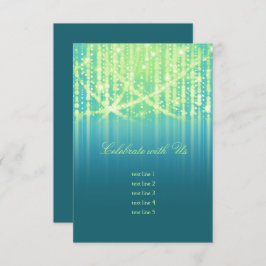 Convite Bat Mitzvah Teal Blue Verde limão Luzes brilhantes
