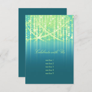 Convite Bat Mitzvah Teal Blue Verde limão Luzes brilhantes