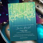 Convite Bat Mitzvah Teal Blue Verde limão Luzes brilhantes<br><div class="desc">Conjuntos de convites para o bar Mitzvah e Bat Mitzvah desenhados por Umua. Impresso e enviado pela Zazzle ou seus parceiros.</div>