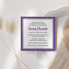 Convite Bat Mitzvah, Teal e prata