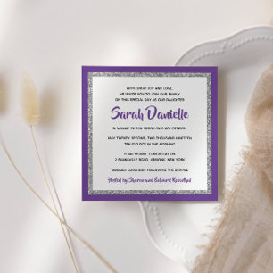 Convite Bat Mitzvah, Teal e prata