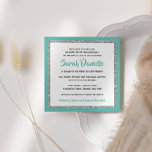Convite Bat Mitzvah Teal e prata<br><div class="desc">Este convite do Bat Mitzvah de tendência apresenta brilho falso cintilante em camadas sobre um fundo de cor sólida. Use o formulário modelo para adicionar suas próprias informações. A Ferramenta Design pode ser usada para alterar o estilo,  a cor e o layout da fonte.</div>