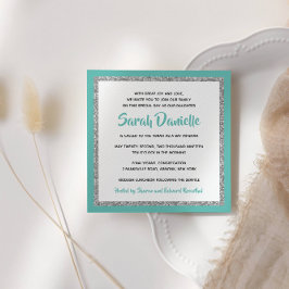 Convite Bat Mitzvah Teal e prata