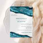 Convite Bat Mitzvah Teal e Silver Agate Moderno<br><div class="desc">Este design moderno apresenta uma bela borda de agitação de barro e cinza prateada e seu texto personalizado na frente e atrás, se necessário. Use o formulário modelo para adicionar seu texto. Os menus avançados de edição, acessados escolhendo "personalizar ainda mais", permitirão que você altere as fontes, as cores e...</div>