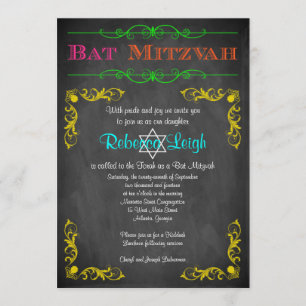 Convite Bat Mitzvah  Teclado Neon