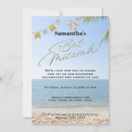 Convite Bat mitzvah: tema Praia, QR