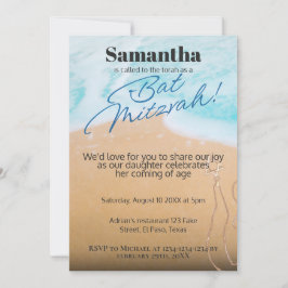 Convite Bat mitzvah: tema Praia, QR