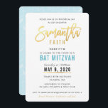 Convite BAT MITZVAH turquesa de ouro azul SAMANTHA<br><div class="desc">pelo kat massard >> kat@simplysweetPAPERIE.com <<< design de convite de tendência para o BAR/BAT MITZVAH do seu filho como modelo é simples adicionar seus próprios detalhes ou clicar no botão personalizar e você pode adicionar ou alterar texto, fontes, tamanhos etc DICA: 1. Para alterar/mover gráficos / alterar a cor de...</div>