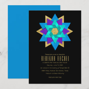 Convite Bat Mitzvah Turquoise Azul Azul Azul Azul Aqua Sta