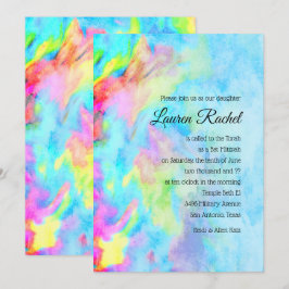 Convite Bat Mitzvah Turquoise Blue Limão Tie Dye