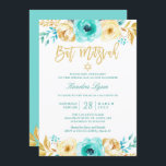 Convite Bat Mitzvah | Turquoise Mint Floral Dourado<br><div class="desc">Turquoise Mint Floral Dourado - Convite Mitzvah Bat. (1) Para mais personalização, clique no link "personalizar mais" e use nossa ferramenta design para modificar esse modelo. (2) Se você prefere papéis mais espessos / Término da matéria, talvez considere escolher o Tipo de papel correspondente. (3) Se precisar de ajuda ou...</div>