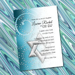 Convite Bat Mitzvah Turquoise Shimmer Star de David<br><div class="desc">Conjuntos de convites para o bar Mitzvah e Bat Mitzvah desenhados por Umua. Impresso e enviado pela Zazzle ou seus parceiros.</div>