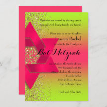 Bat Mitzvah Verde Rosa Ombre Faux Dourado Brilhant