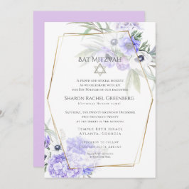 Convite BAT MITZVAH | Violet Anemone Floral Verso 2