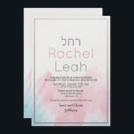 Convite Bat Mitzvah Watercolor<br><div class="desc">Convite para Bat Mitzvah Pastel de Aquarela</div>