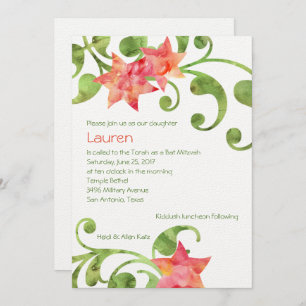 Convite Bat Mitzvah Watercolor Design