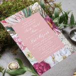 Convite Bat Mitzvah Watercolor Floral<br><div class="desc">O Bat Mitzvah Watercolor Floral Invtions apresenta um fundo de flores a na moda de cor-de-água com eucalipto,  frondes de palma,  rosas,  peões e samambaias em tons mutados de ameixa,  burgundy,  verde,  pêssego e rosa. Personalizado editando o texto nas caixas de texto fornecidas. Elaborado por ©Evco Studio www.zazzle.com/store/evcostudio</div>