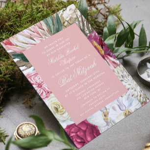 Convite Bat Mitzvah Watercolor Floral