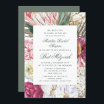 Convite Bat Mitzvah Watercolor Floral<br><div class="desc">O Bat Mitzvah Watercolor Floral Invtions apresenta um fundo de flores a na moda de cor-de-água com eucalipto,  frondes de palma,  rosas,  peões e samambaias em tons mutados de ameixa,  burgundy,  verde,  pêssego e rosa. Personalizado editando o texto nas caixas de texto fornecidas. Elaborado por ©Evco Studio www.zazzle.com/store/evcostudio</div>