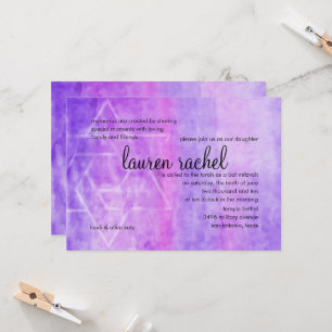 Convite Bat Mitzvah Watercolor Streak Purple Star de David