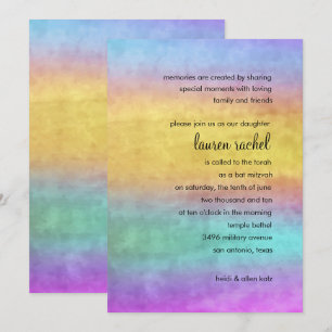 Convite Bat Mitzvah Watercolor Streaks