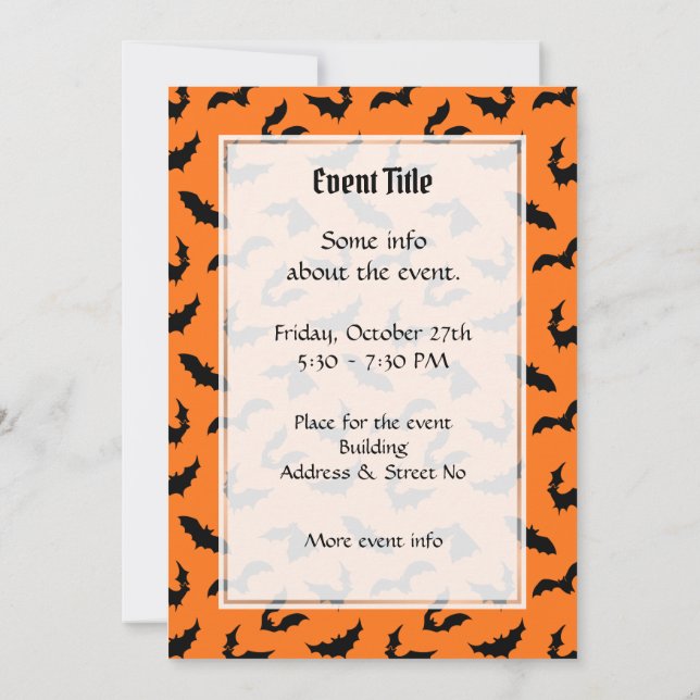 Convite Bat Silhouettes Pattern (Verso)