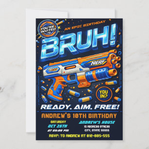 Convite Batalha de Aniversário Nerf moderna pessoal