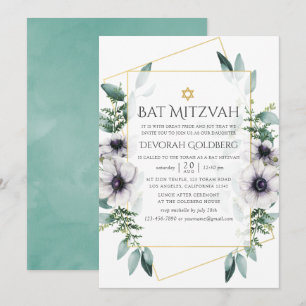Convite Batalha de Eucalipto Geométrica Bar Mitzvah