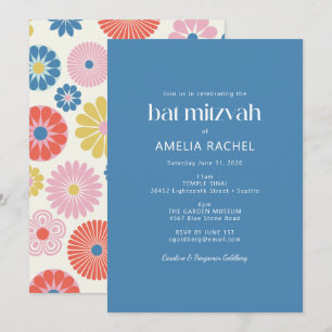 Convite Batem de Mitzvah Escandinavo Boho Folclórico Flor