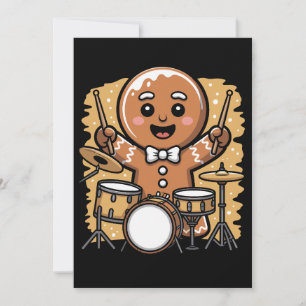 Convite Baterista de Biscoito de Gengibre de Natal Bateria