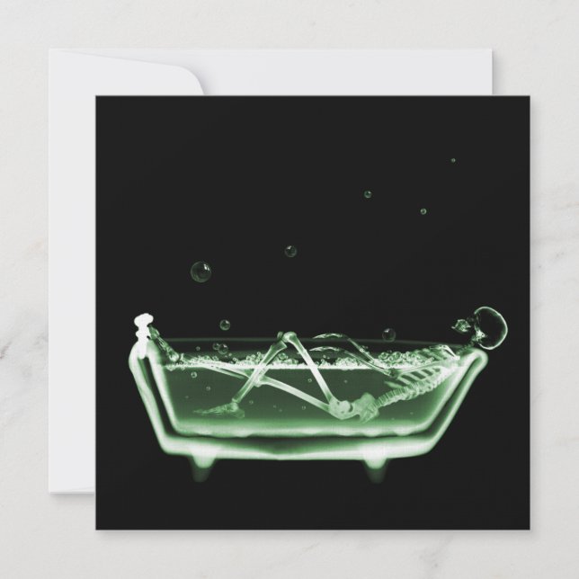 Convite Bath Tub X-Ray Skeleton Green (Frente)