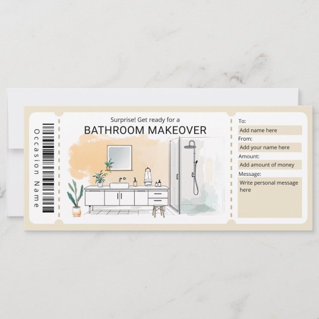 Convite Bathroom Makeover Gift Certificate (Frente)