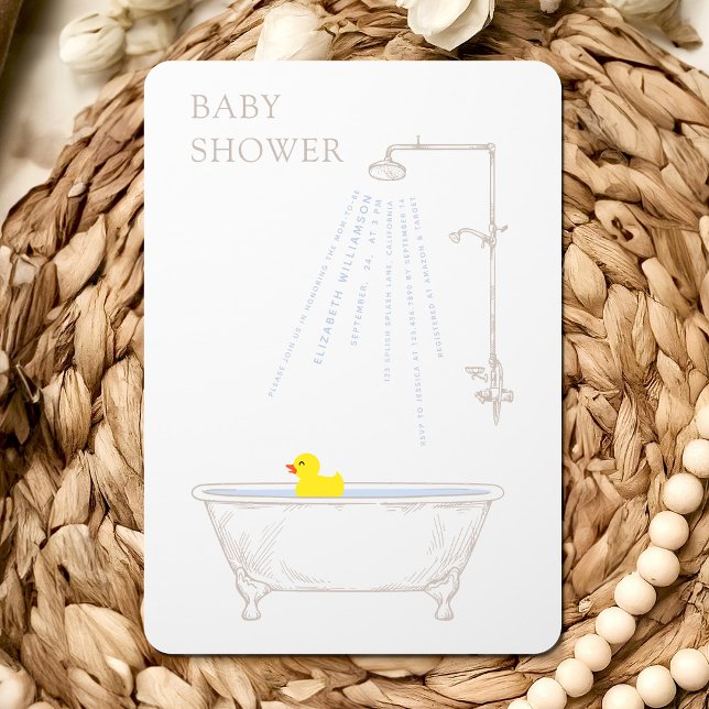 Convite Bathtub Duck Chá de fraldas Gênero Neutro (Criador carregado)
