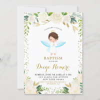 Batismo Angélico-Angélico-Floral Branco Elegante