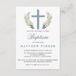 Convite Batismo Azul Elegante/Convite de Natal