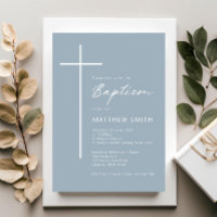 Batismo azul minimalista com tipografia