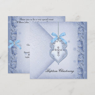 Convite Batismo Blue Cross Menino damasco batizado