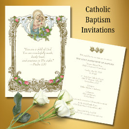 Convite Batismo Católico Crisma Maria Jesus