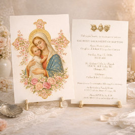 Convite Batismo Católico Crisma Maria Jesus