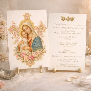 Convite Batismo Católico Crisma Maria Jesus