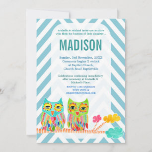 Convite Batismo Christening Chevron Rainbow Ows Invite