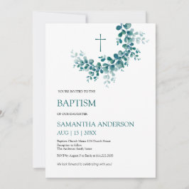 Convite Batismo Christening Eucalyptus Greeneralista Minim