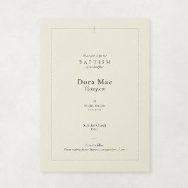 Convite Batismo com Creme e Sálvia Religioso Cruz Escalona