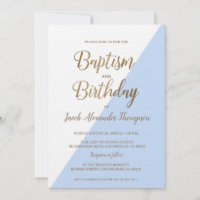 Batismo comum Dourado azul e aniversário