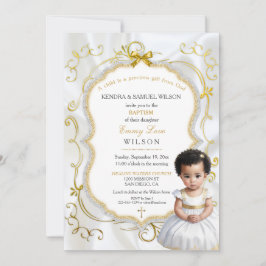 Convite Batismo Comunhão Crisma Menina Branco Dourado