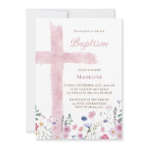 Batismo cor-de-água rosa cruz e flores